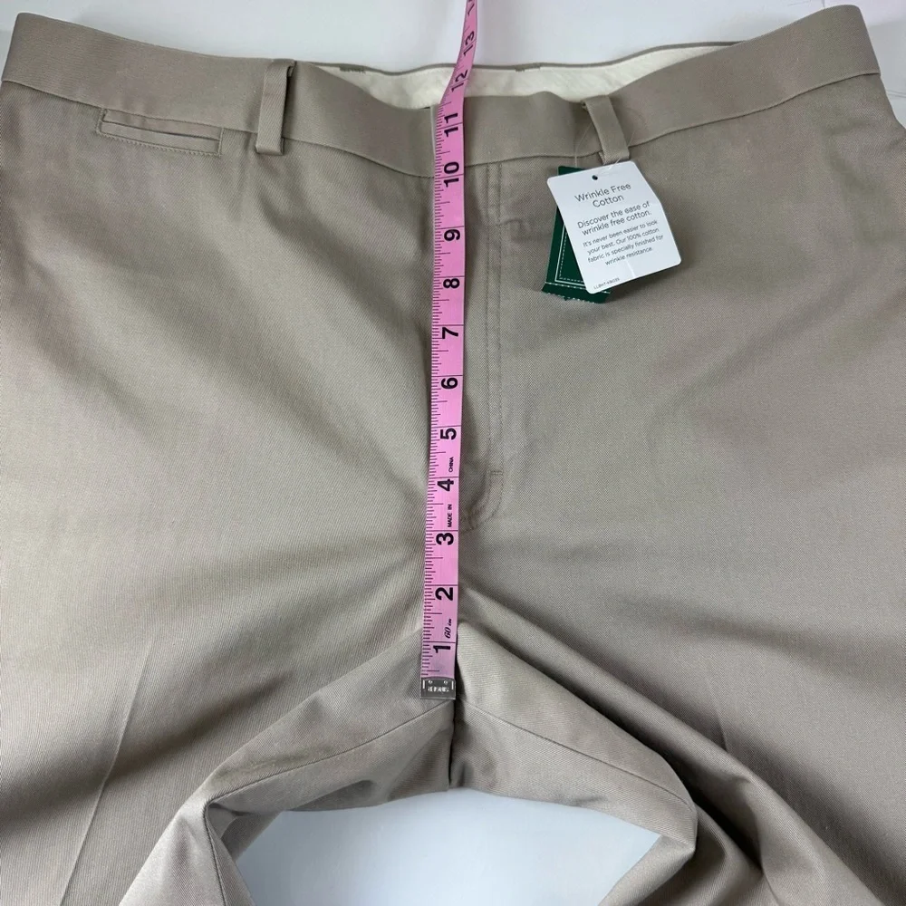 LL Bean Wrinkle Free Dress Chino Pants 36 x 32.5 Beige Khaki 262551 Classic NWT